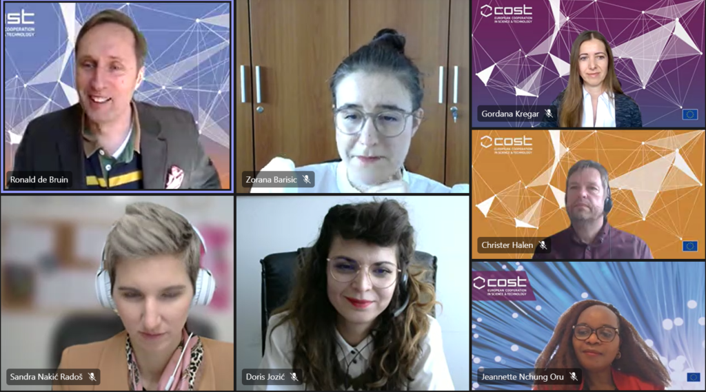 Screen shot of a webinar with 7 people on screen (2 men and 6 women)
