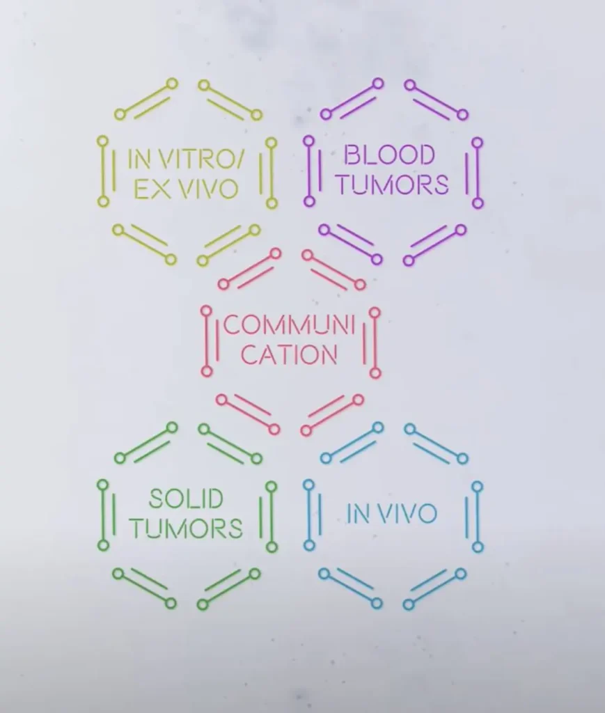 Graphic to illustrate the IMMUNO-model structure:
WG1 • In vitro and ex vivo cancer immunotherapy models
WG2 • In vivo cancer immunotherapy models
WG3 • Solid tumors
WG4 • Hematologic tumors
WG5 • Communication, events and partnering with industry